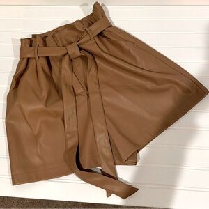 Cache Camel Vegan-Leather Belted Shorts Sz 14